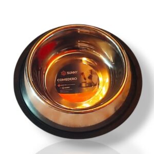 Comedero para perros y gatos inoxidable antiderrapante color plata