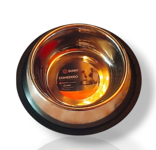 Comedero para perros y gatos inoxidable antiderrapante color plata